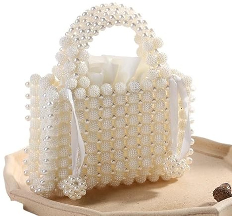 LYHYDMA Perlen-Taschen Kristall Perlen Abendtasche Hochzeit Clutch mit Perlenkette handgemachte Perlenkette Umhängetasche Handtasche Abendkleid Tasche