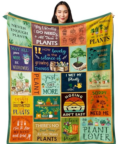 Yesbird Gardening Gifts for Women, Plant Gifts, Plant Lover Gifts, Gifts for Gardeners, Plant/Garden Gifts for Women/Men/Friends Throw Blanket 150x130CM