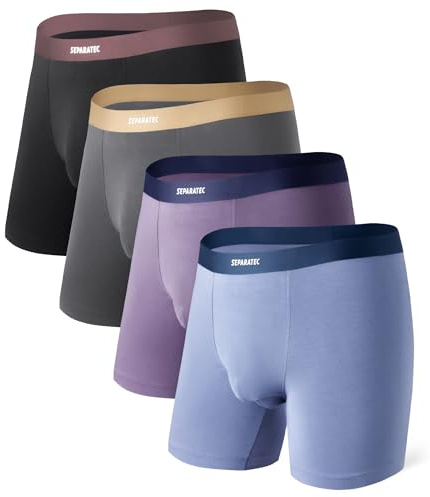 Separatec Boxershorts av bambu för herrar, rayon-kalsonger, mjuka, ventilerande och stretchiga retroshorts för män, med dubbel ficka, utan skavande etikett, XL
