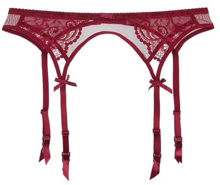 TAKOXIA Strumpfgürtel aus Spitze mit 4 Riemen und Clip für Damenstrümpfe/Dessous (nur Strumpfgürtel verkauft)