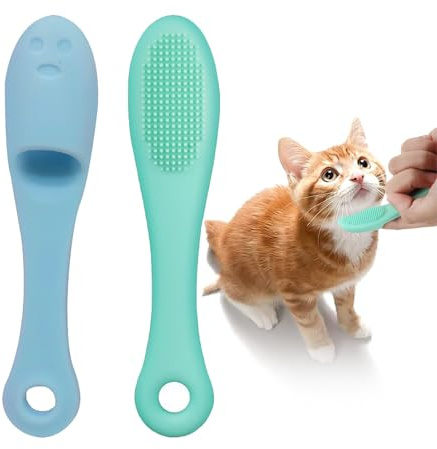 AOVNA 2pcs Cat Chin Brush Finger Brush Silicone Pet Toothbrush Black Seed Brushs for Puppies Cats and Small Pets