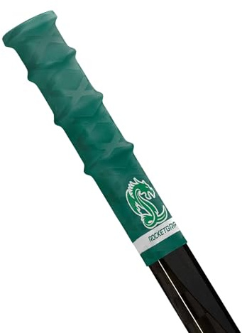 RockETGRIP – sporthandtag för ishockeyklubbor – gummihockeyhandtag – hockeytillbehör för vuxna och barn (Olympia Dragons; grön, junior/ungdom)