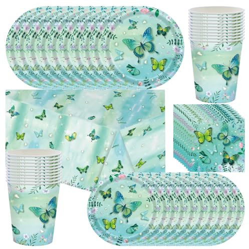 Set di stoviglie per feste di compleanno, 61 pezzi con piatti di carta, bicchieri di carta, tovaglioli di carta e tovaglie, adatti per feste di 20 persone