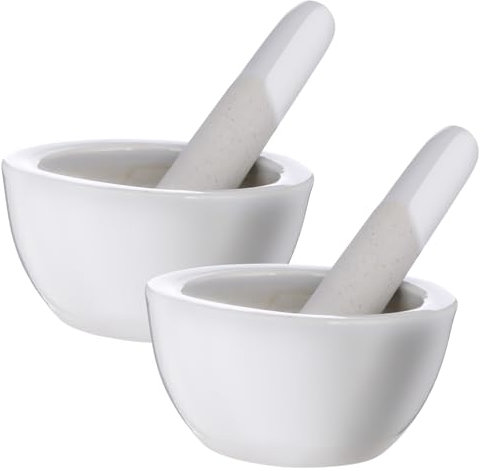 Cabilock 2juegos Mortero y Pilón Para Molienda De Especias y Medicamentos Porcelana Para Uso Laboratorio y Cocina
