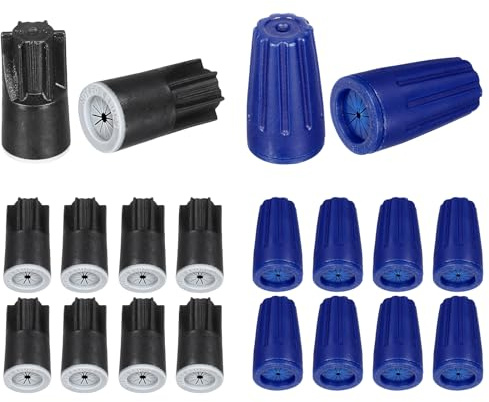 sourcing map 20Pcs Waterproof Wire Connector, Cable Terminal Connectors 22-12AWG Twist Nut Caps for Landscape Light, Water Irrigation, Black, Blue