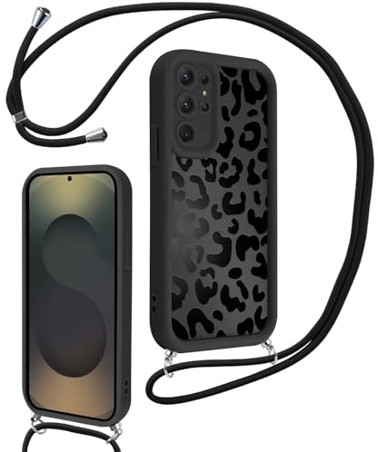 Xylota Handyband für Samsung Galaxy S25 Ultra 5G Hülle mit Band,Aesthetic Muster Design Handyhülle mit Kette Kordel Schlüsselband, Mädchen Schutzhülle für Samsung S25 Ultra zum Umhängen,Leopard