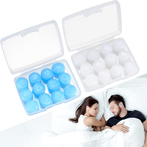 24 Pcs Earplugs for Sleeping Noise Cancelling, Soft Silicone Ear Plugs for Sleep, Reusable Noise Cancelling Earbuds Earplugs for Snoring, Studying, Work, Travel, Airplanes, Sleeping