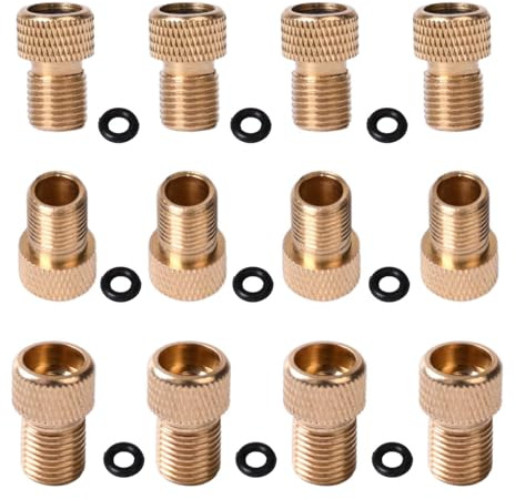 12 Pieces Valve Adapter for Bike, Bicycle Valve Adapter Convert, Built-in O-Type Rubber Ring Anti-Leak Air Pumps Head Connector for Road Cycling