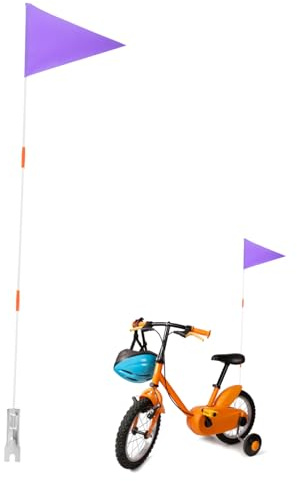 INOOMP Lila Glasfaser Fahrradflagge im Freien für Kinderfahrrad | Zubehör für Kinderfahrräder, Sicherheitsfahnen für Bike und Tricycle Lenker, Windresistent und Leicht zu Reinigen