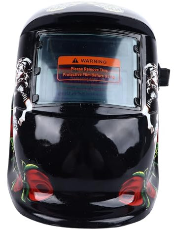 Akozon Auto Darkening Welder Helmet, Welding Large View Solar Powered Helmet, Wide Shade Range Hood for Argon Arc Adjustable Blackness Stepless Front