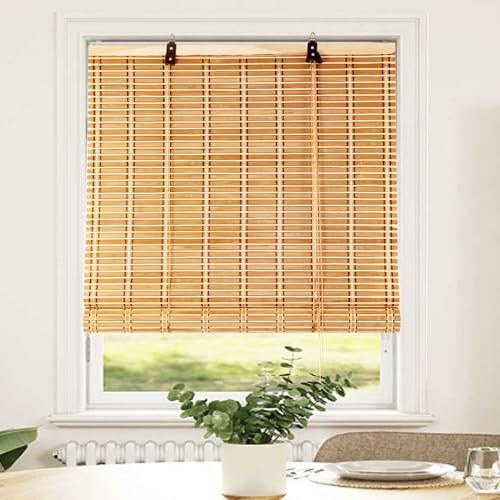 Bambusrollos für Fenster,Natürlich Bambus Raffrollo mit Lifter, Sonnenschutz Lichtfilterung Seitenzugrollo für Außen,Sichtschutz Jalousien,Vorhänge für Terrasse Balkon