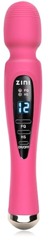 Cordless Massager with LCD Display, Personal Massager for Pain Relief, Powerful 12 Vibrating Massage Wand, Pink