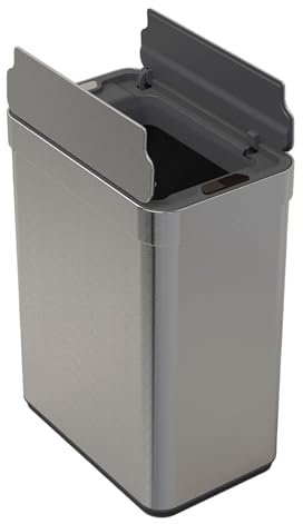 WELL HOME MOBILIARIO & DECORACIÓN Cubo de Basura de 50L color Metálico en Acero inoxidable con Apertura de Alas y Sensor automático 53cm de altura