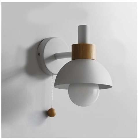 Linterna de pared nórdica, lámpara de pared moderna en forma de antorcha, aplique de pared color Macaron, iluminación industrial de una sola cabeza con bola de tracción, para baño interior