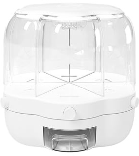 360° Rotating Candy Dispenser with Storage Box, Multi-Compartment Countertop Cereal & Grain Dispenser, Transparent Plastic Candy Dispenser for Rice, Cereals, Snacks (A)