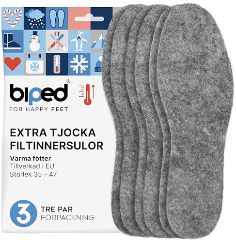 biped 3 par filtsulor - Extra tjocka skosulor av slitstark filt - Värmande värmesulor för vintern z1014(39)