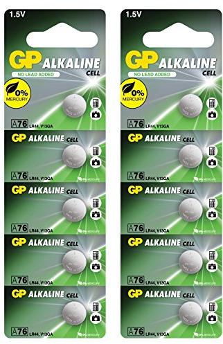 Piles bouton LR44 (A76 / AG13) 10 pcs. Multi-pack, produits de marque GP [1.5V - Sans mercure]