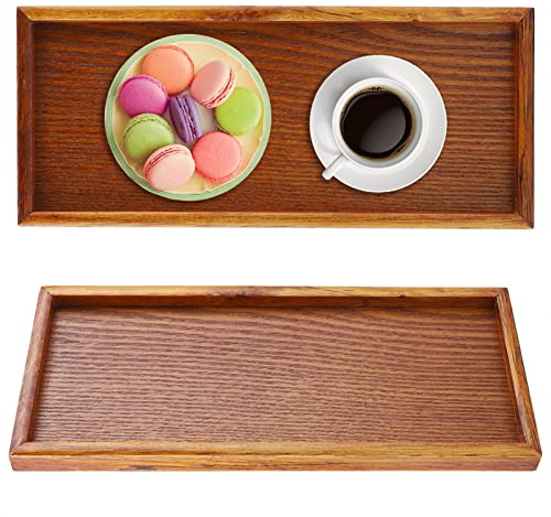 Bandeja de madera, madera maciza Vajilla rectangular Bandeja de servicio Plato de fruta Plato de té Bocadillos Plato de almacenamiento de comida Plato de mesa de restaurante para el hogar (35*15cm)