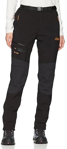 BenBoy Women's Outdoor Waterproof Windproof Fleece Slim Cargo Snow Ski Hiking Pants,Black X-Large