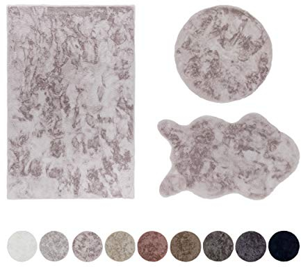 Schöner Wohnen Kollektion Hochwertiger Kunstfell Teppich flauschig - Teppich Wohnzimmer - Hochflorteppich Lammfell Schaffell - Dekofell rechteckig Taupe 80 x 150 cm