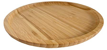 Bandeja redonda de madera de bambú de 30 cm, plato grande para té, café, alimentos, decoración del hogar, bandeja para servir regazo para comer, plato decorativo de madera