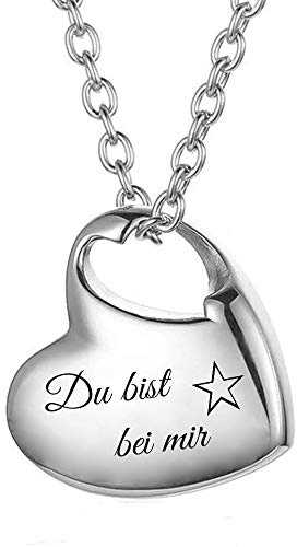 aplusashop ID Herz Asche Medallion + Kette mit Gravur nach Wunsch Urne Memorial Anhänger