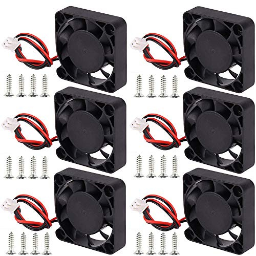 Nsiwem Ventilador de Enfriamiento para Impresora 3D - 6 Piezas 40X40X10mm 12V 0,1A DC con 20cm de Cable - Mini Ventilador