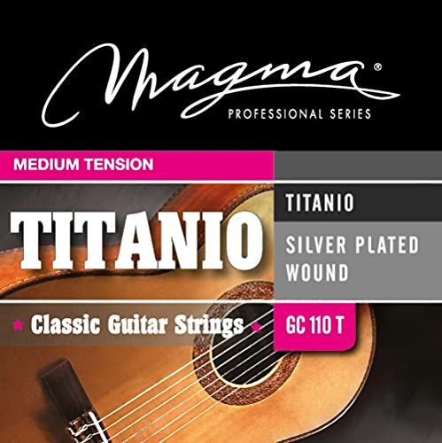 Magma - 1 Satz Saiten für spanische Gitarre aus versilbertem Kupfer, 1°, 2° und 3° Titan-Nylon - mittlere Spannung - (GC110T)