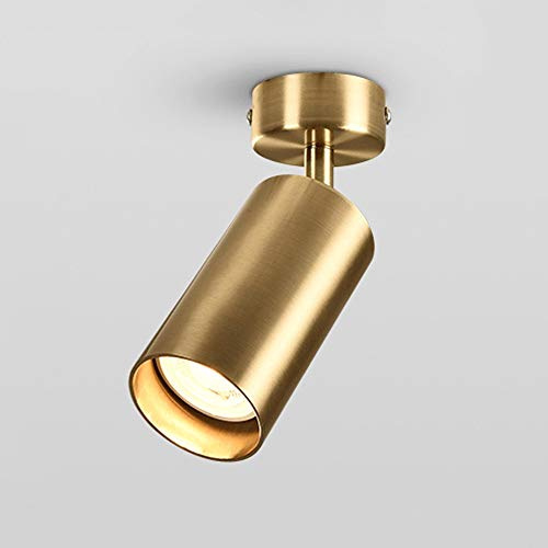 LED Surface Mounted Ceiling Light Rotatable Brass Round Spotlight Adjustable, GU10 Socket, Flush Mount Lighting Fixture Swiveling Lamp Downlight, 60x112mm, Bulb not Included