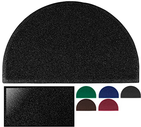 LUCA HOME - Felpudo Rizo Villena Negro Semiluna con Base Antideslizante Muy Absorbente, Felpudo 45x75cm Rizos PVC, Felpudo para Exterior e Interior