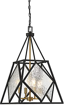 Savoy House 7-5402-4-79 Capella Mid-Century Modern Glam Clear Water Pendant, 4-Light 240 Total Watts, 28 H x 16 W, English Bronze and Warm Brass