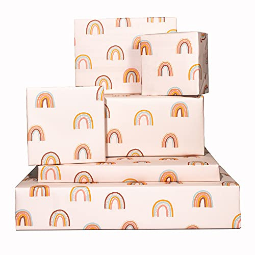 Central 23-6 hojas de papel de regalo - Arcoíris en colores pastel - Papel de regalo de cumpleaños para mujeres, niñas y niños - Eco y fabricado en el Reino Unido