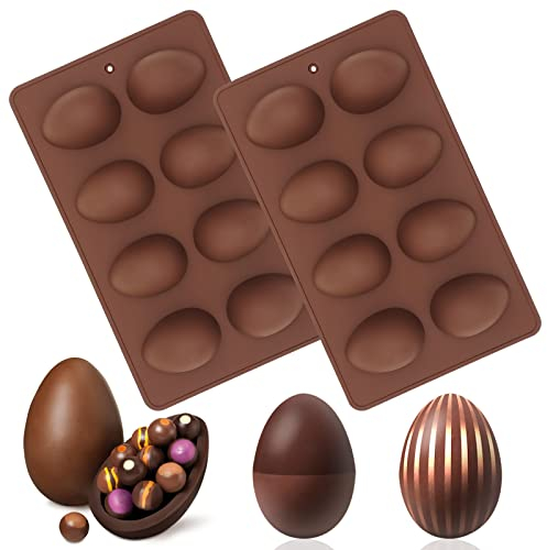 Silikonformen für Ostereier, für Kuchendekoration, Erdnussbutter, Schokolade, Süßigkeiten, Muffin-Kuchen, Cupcake, Gelee, Backform, Joghurt und Eiscreme, antihaftbeschichtet, Osterei-Form, 2 Stück