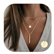 Vjoypro Layered Initial Necklaces for Women Initial K Letter Layering Choker Coin Pendant Necklace Y Necklaces Trendy Jewelry Gifts for Women Teen
