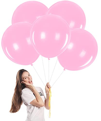 Luftballons Rosa Groß 45cm/18 Zoll Ballons,5 Stück Riesen Latex Luftballons XXL Runde Helium Ballon Partyballon Deko für Geburtstag,Hochzeit,Geschlecht Offenbaren,Brautdusche,Babyparty Dekorationen