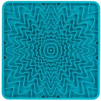 Messy Mutts Framed Silicone Therapeutic Licking Mat | 9.5 x 9.5 | Slow Feeder Mat for Boredom & Anxiety | Lick Pad for Dogs & Cats | Blue