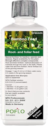 POFLO Bamboo Liquid Fertilizer HighTech NPK for bamboos and grasses, root/foliar - Professional Plant Food (500ml)