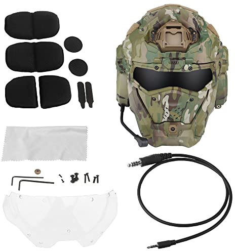 ACEXIER Casque d'Assaut Tactique II avec Masque Anti-buée, Ventilateur Militaire pour Chasse Airsoft, CS Paintball équipement de Protection intégral