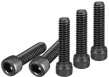 DTGN Vis à Tête Cylindrique à Empreinte Hexagonale 1/4-20x1, 25 Pièces en Acier Allié de Qualité 12.9, Finition Oxyde Noir, Filetage UNC Entièrement Fileté