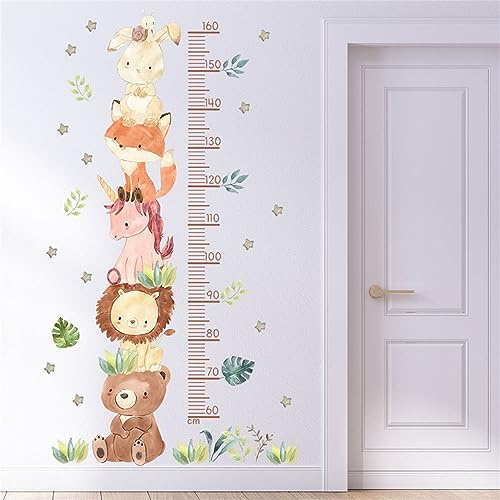 Wandtattoo Kinderzimmer, Kinder Höhe Diagramm Wandaufkleber, Messlatte Kind Waldtiere Giraffe Wandsticker, Skala misst 60-160cm, Geschenke für Jungen & Mädchen (Waldtiere-A)