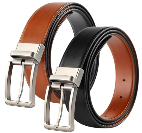 TANGCHAO Wendegürtel Gürtel Herren 2er, Gürtel mit drehbarer Schnalle 35mm Jeans Business Anzug Gürtel Herren Leder 110 CM