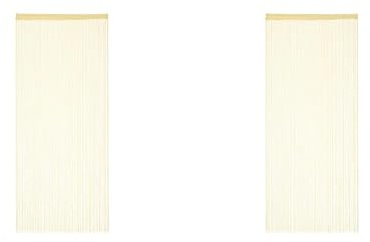 Relaxdays Fadenvorhang, 90x245 cm, mit Tunneldurchzug, kürzbar, für Türen & Fenster, Fadengardine, waschbar, beige (Packung mit 2)