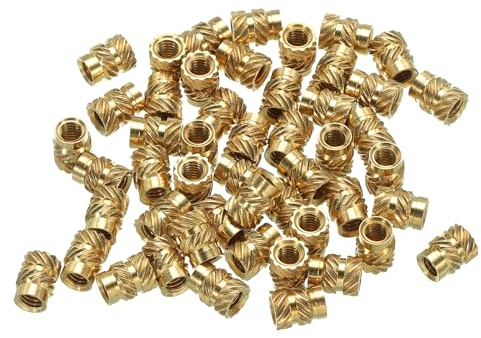 sourcing map Lot de 50 inserts filetés M4, écrous moletés métriques en laiton pour plastique, composants d'impression 3D