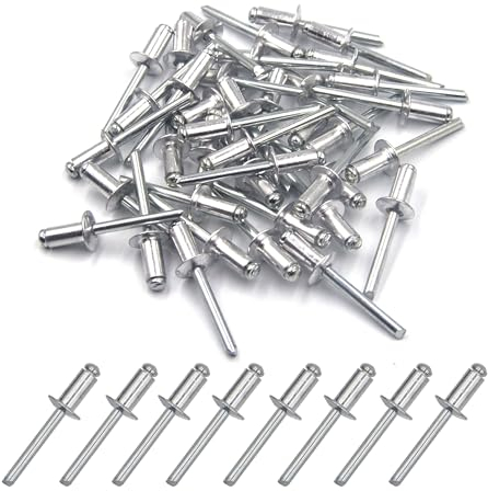 BESTYCHAO 100pcs 6.4mm x 12.7mm Large Aluminium Blind Rivet, Open End Rivet Pop Rivet, Pack of 100 (Silver)