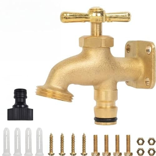 Garden Mile Solid Brass Outdoor Tap Kit Garden Hose Tap with Fixings