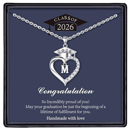 TINGN Abitur 2026 Geschenke für Mädchen - 14K Weißgold Vergoldet Herz Zirkonia Anhänger Abschluss Kette mit Buchstaben Damen 2026 Souvenir Geschenke für Mitschüler Freunde Schulabschluss Geschenk