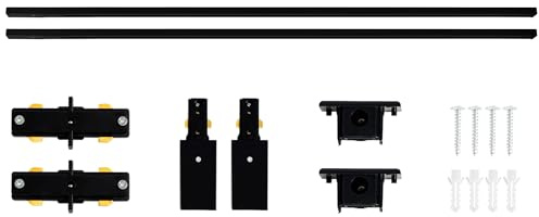 VANoopee H Track Lghting Rails 8FT H Type Track Light Rails Black H Track Rail Kit, End Caps & Live End Feed Connector Included, Compatible with Single Circuit 120V H Style Track System & Track Heads
