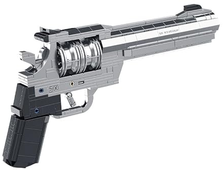 Technik Gewehr Bausteine Bausatz, 428 Teile M500 Revolver Pistole Modell mit Schussfunktion, MOC Klemmbausteine Militärische Waffen Bauset Modell Kompatibel mit Lgo
