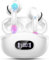 Auriculares Inalámbricos Bluetooth, Auriculares Bluetooth 5.3 HiFi Estéreo, Cascos Inalambricos con Altavoces de 14,2 mm, 40H ENC Reducción de Ruido Audifonos con 4 Mics, Pantalla LED, IP7, Blanco