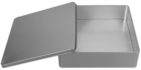 MAGICLULU Latas Cuadradas Para Galletas Caja De Hojalata De Metal Con Tapa Contenedores Vacíos De Almacenamiento De Dulces Para Chocolate Té Joyería De Plata